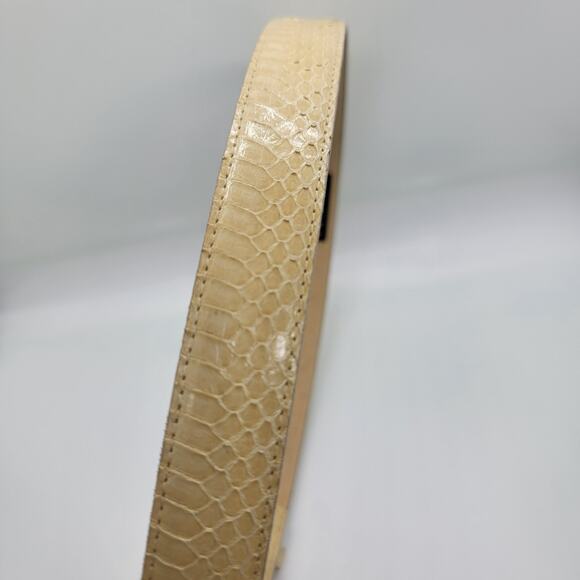Vintage Honors Genuine Snakeskin Belt 34” Ivory Velvet Back Gold Taiwan R.O.C. - Picture 8 of 14